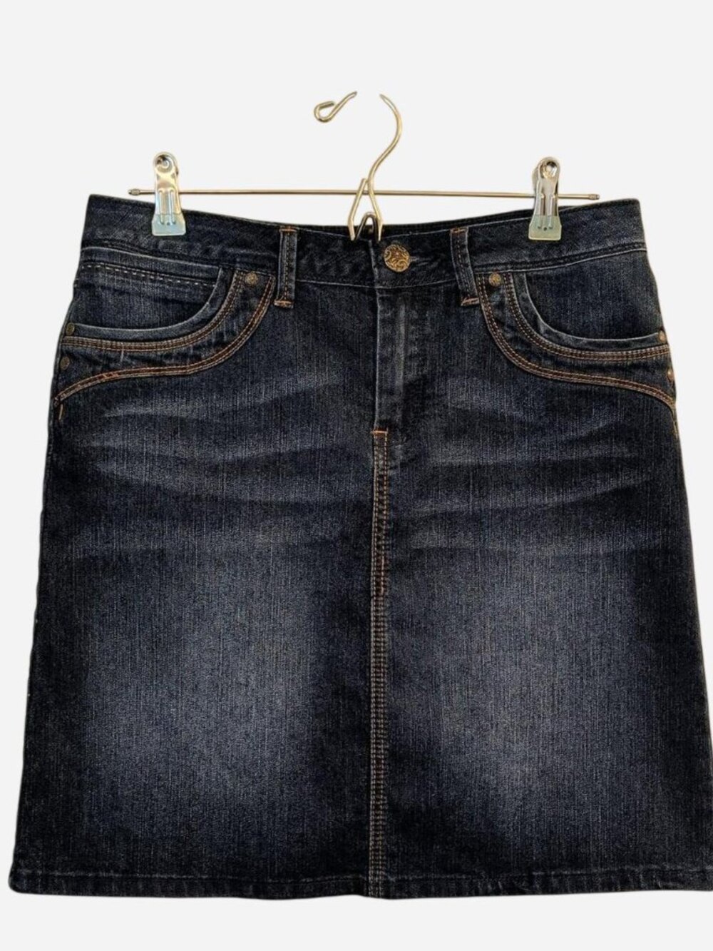 Baccini Dark Wash Denim Skirt Size 8 Petite | A-Line